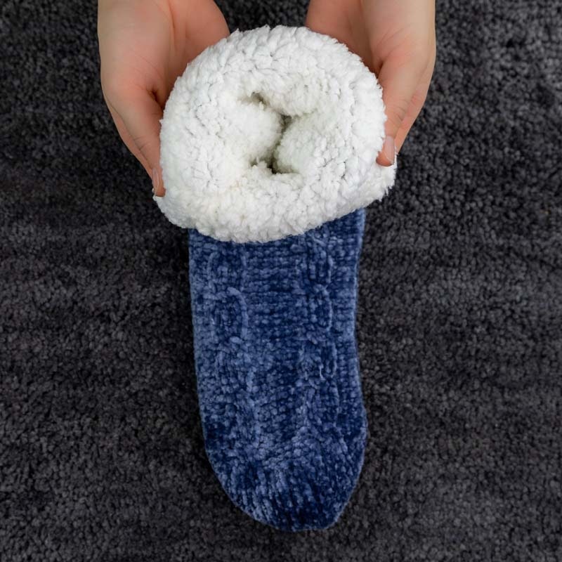 Gefütterte Socken mit Anti-Rutsch-Schutz (Blau)