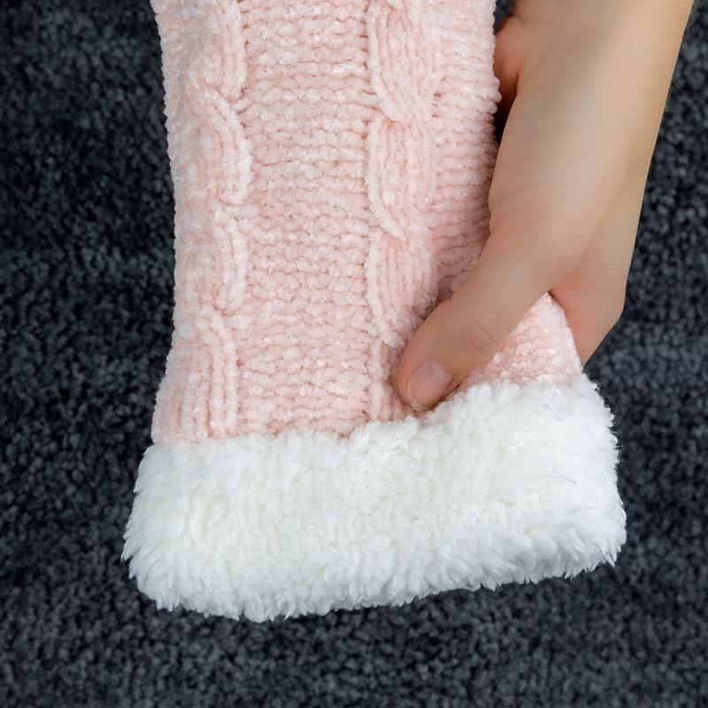 Gefütterte Socken mit Anti-Rutsch-Schutz (Rosa)