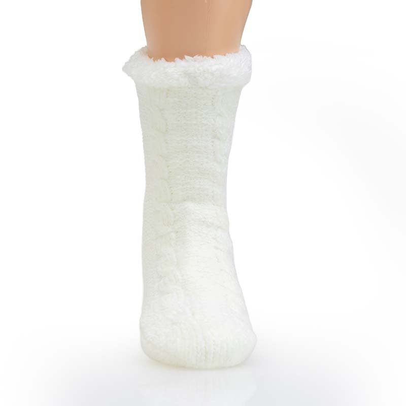 Gefütterte Socken mit Anti-Rutsch-Schutz (Weiß)