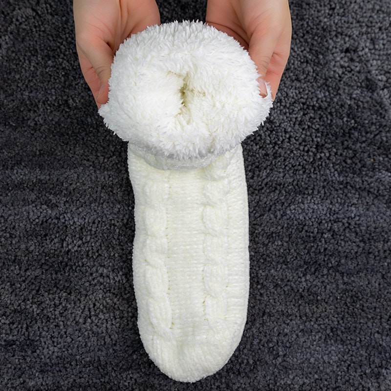 Gefütterte Socken mit Anti-Rutsch-Schutz (Weiß)