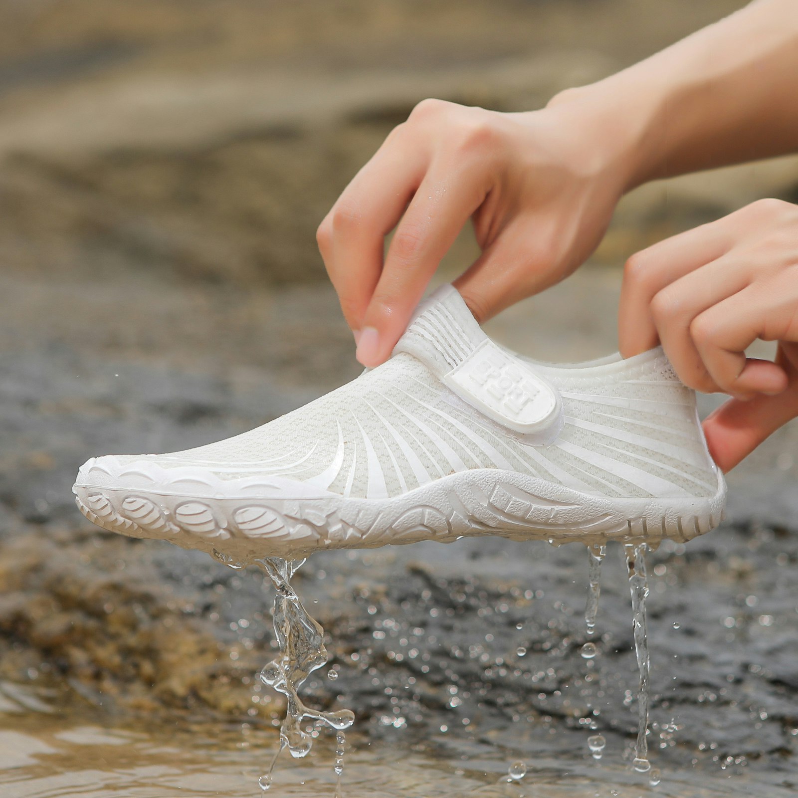 Barfußschuhe mit Klettverschluss (Weiß)