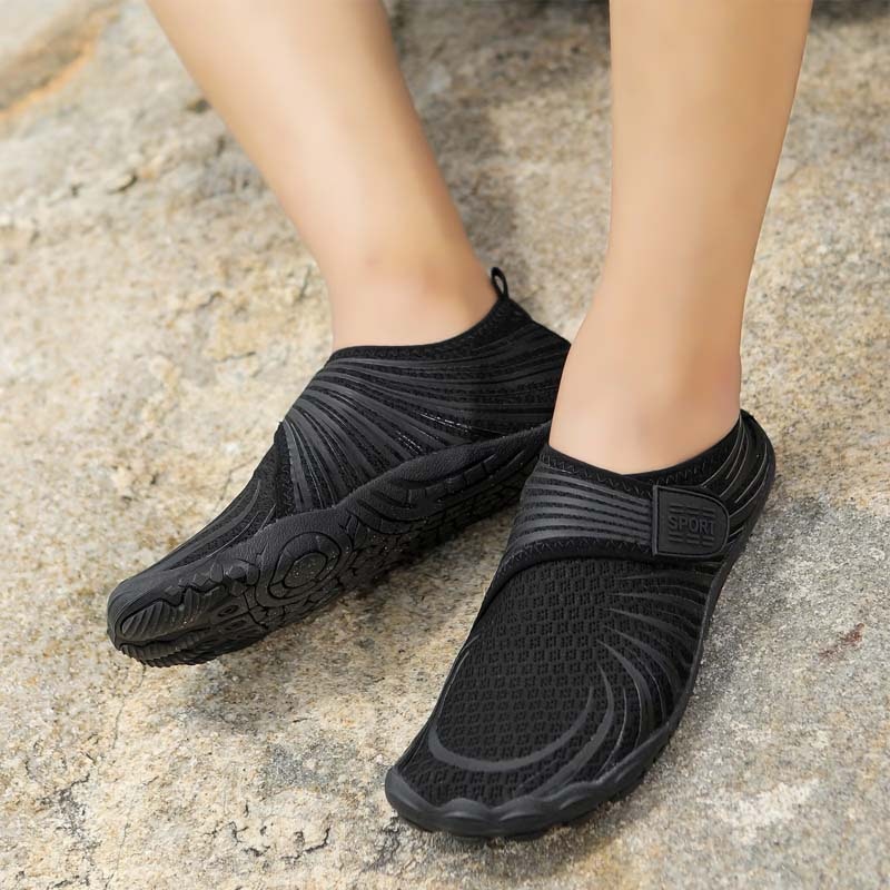 Barfußschuhe mit Klettverschluss (Schwarz)