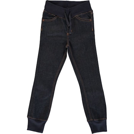 Maxomorra Pants Rib Denim Dark Blue Washed Jeans