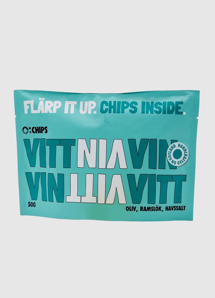 Krispiga chips till vitt vin, med smak av oliv, ramslök och havssalt