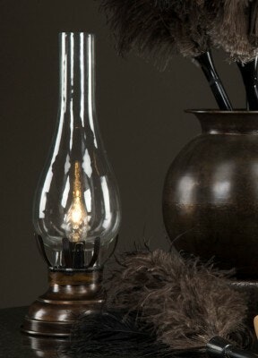 Bordslampa, antik brun