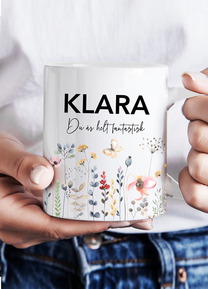 Personlig keramikmugg, blomsteräng