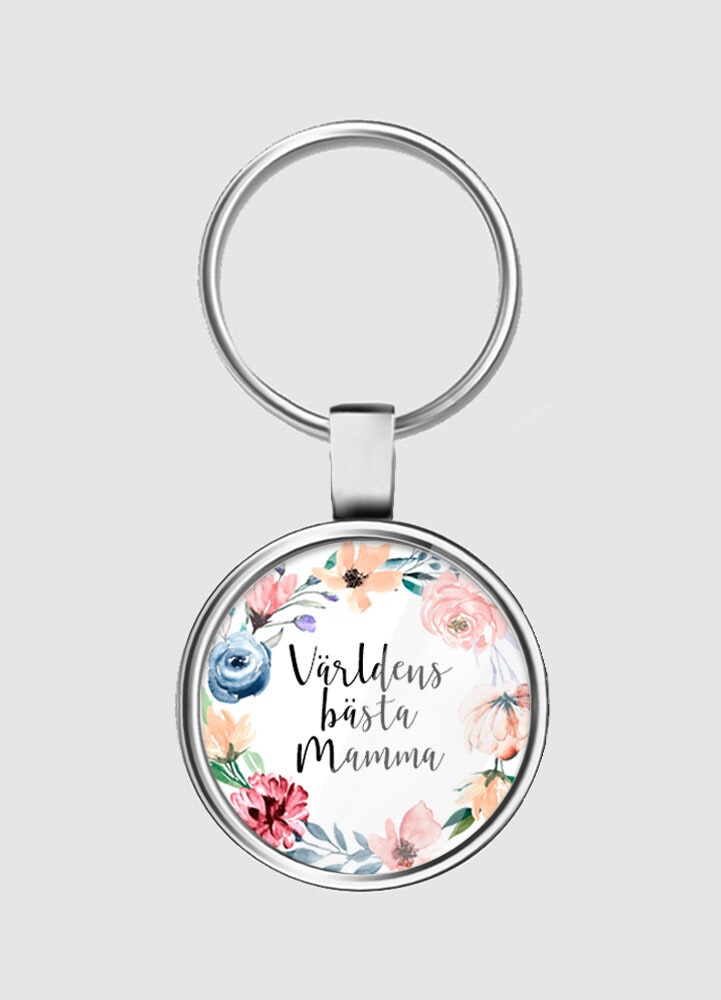 Nyckelring, Världens bästa mamma, rosa blommor