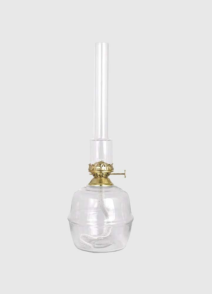 Fotogenlampa höjd 35 cm, mässing & klarglas