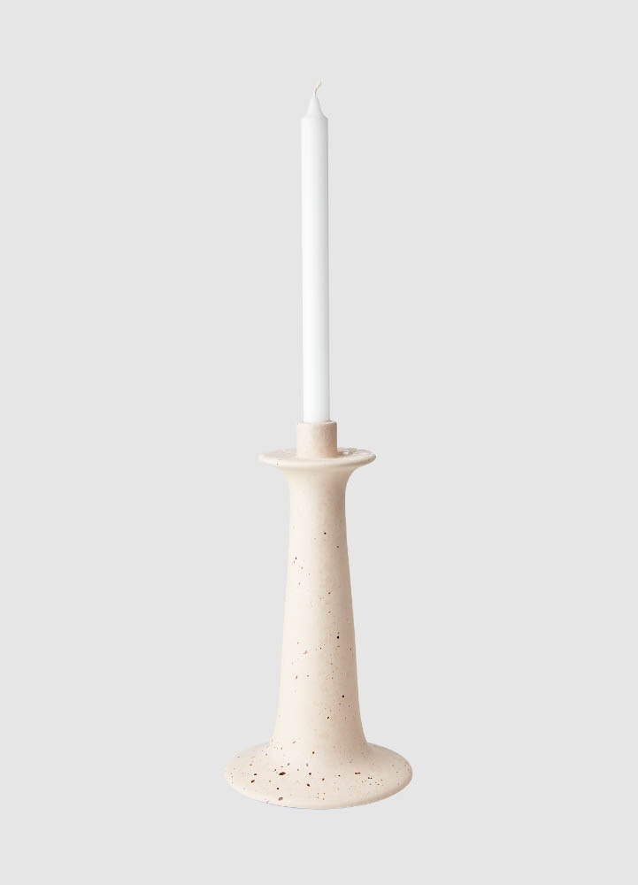 Beige ljusstake i keramik 16x30 cm