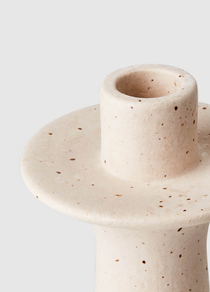 Beige ljusstake i keramik 16x30 cm