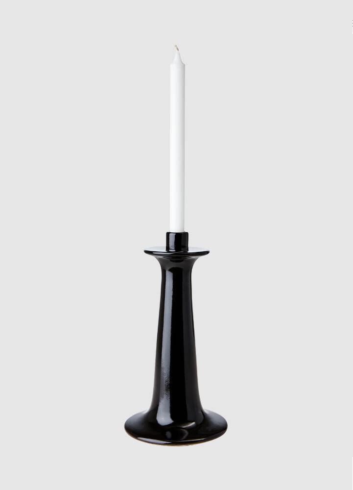 Svart ljusstake i keramik 16x30 cm