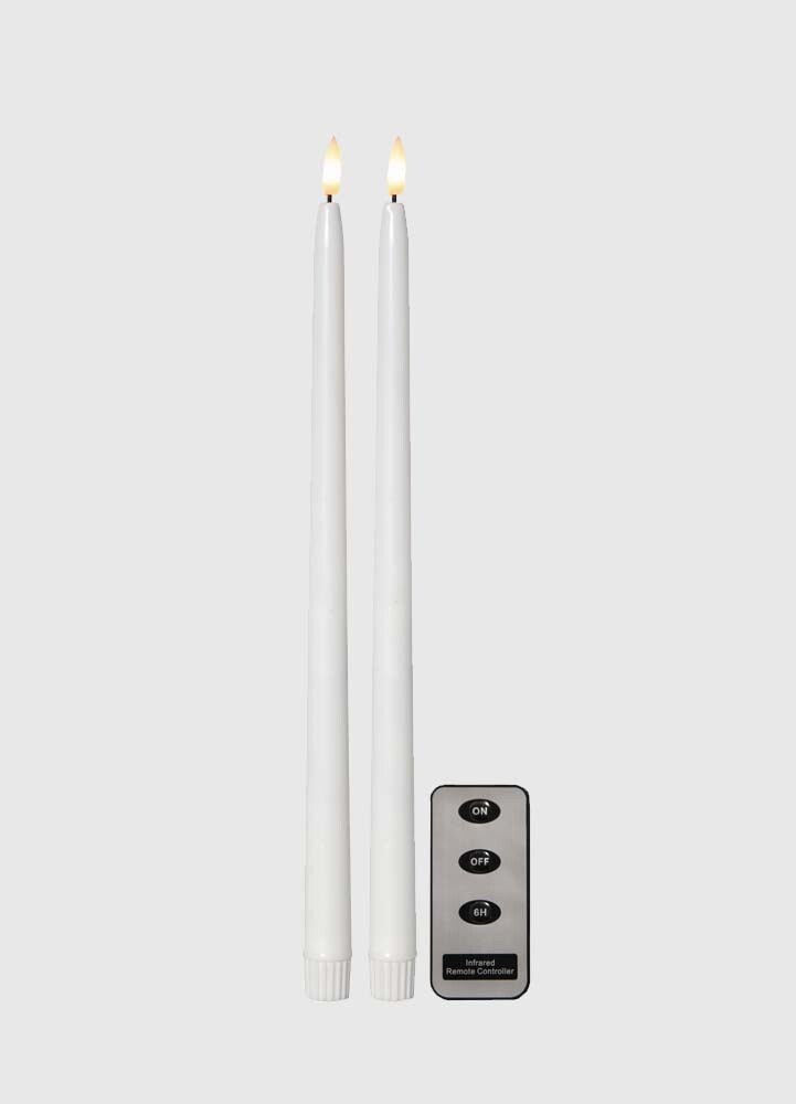 2-pack naturtrogna antikljus höjd 38 cm med fjärrkontroll