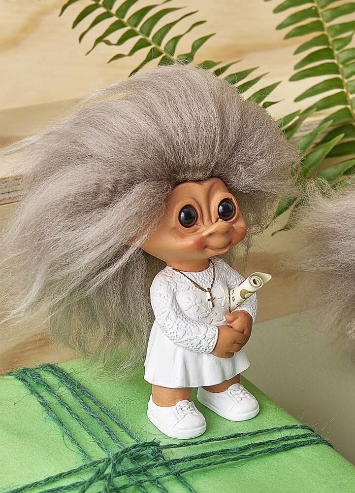 Lyckotroll Konfirmation Tjej 9 cm