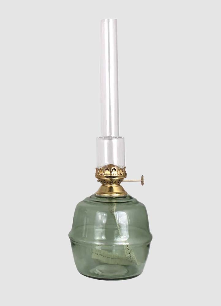 Fotogenlampa Majken grön mässing 35 cm