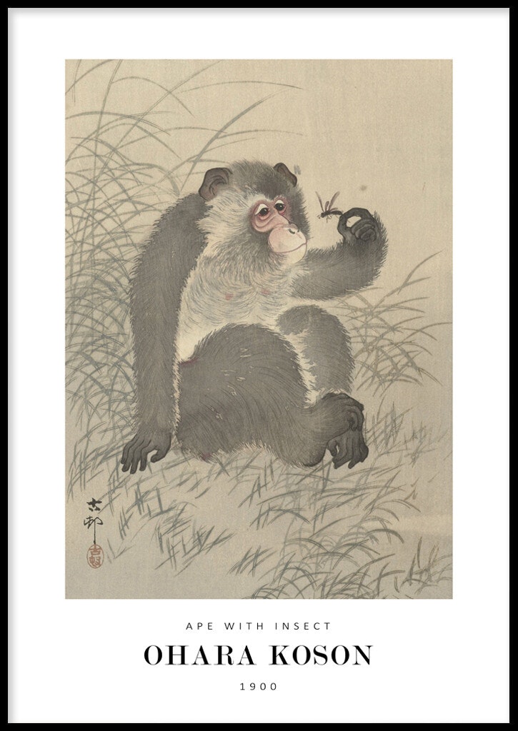 Poster Ohara Koson, Ape with insect