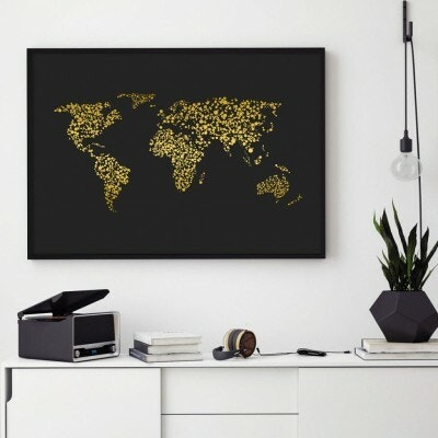 World map gold