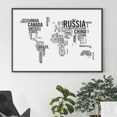 World map text, vit