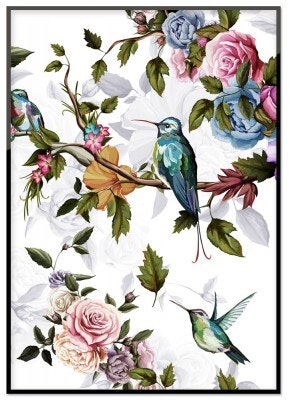 Hummingbird with Roses