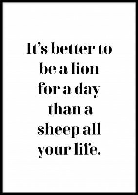 Be a lion, textposter