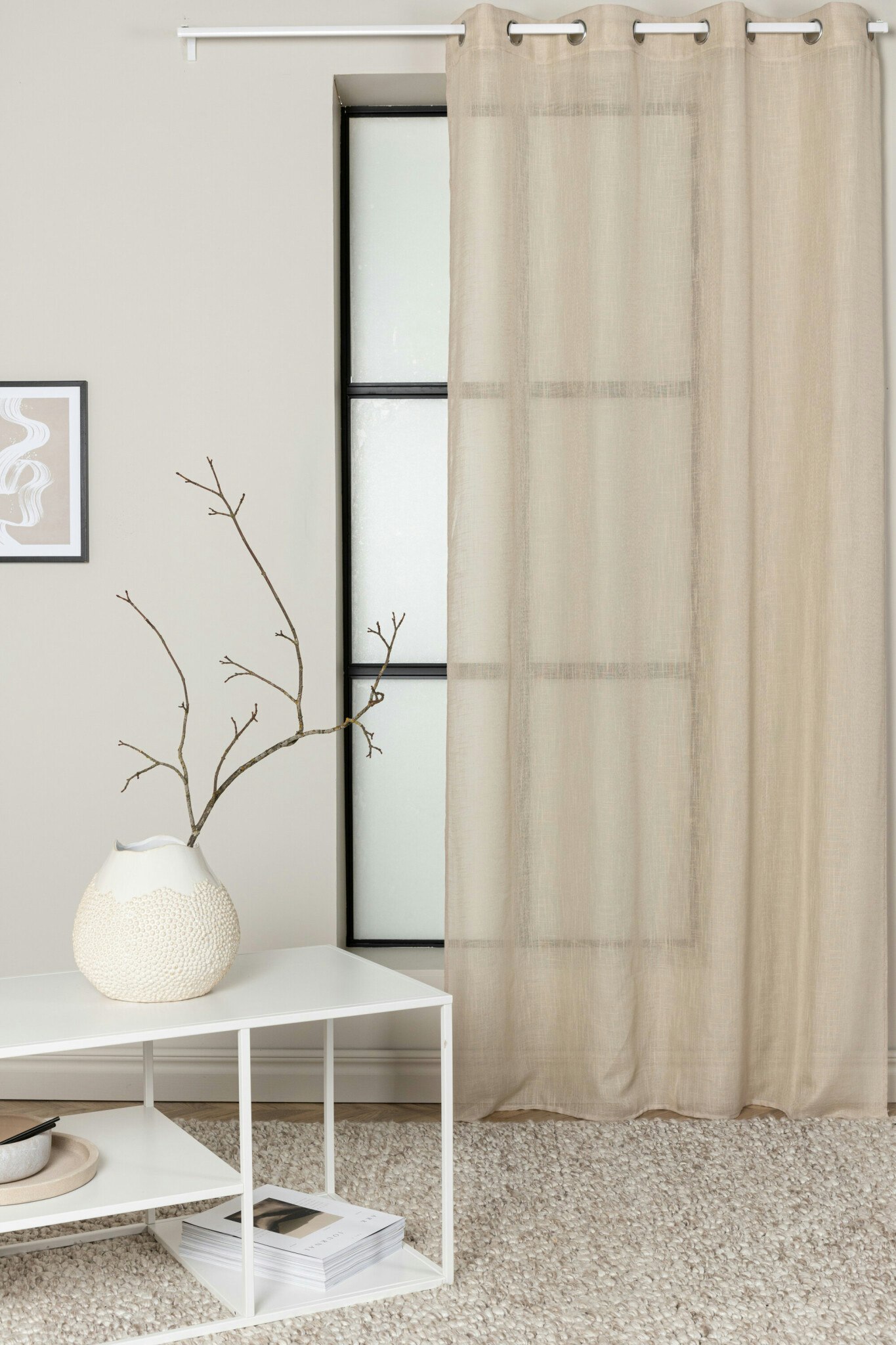2-pack Kaya beige öljettgardin 140x240