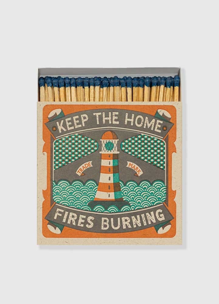 Tändsticksask Keep the Home Fires Burning 11x11x5 cm