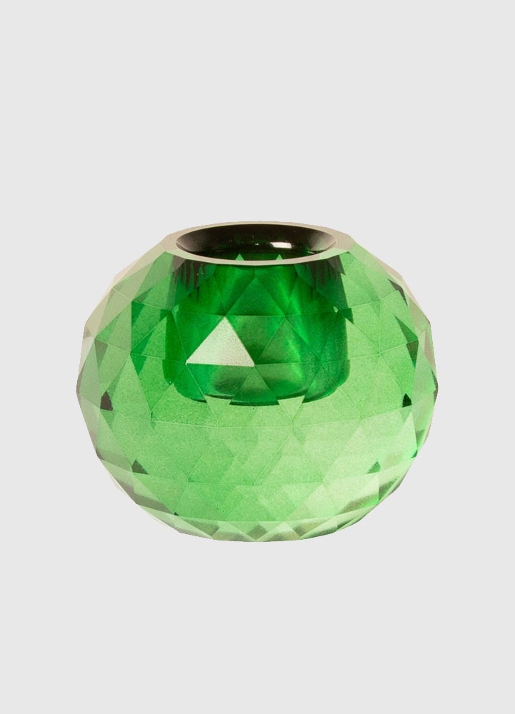 Kristall Ljusstake grön 4,5x6 cm