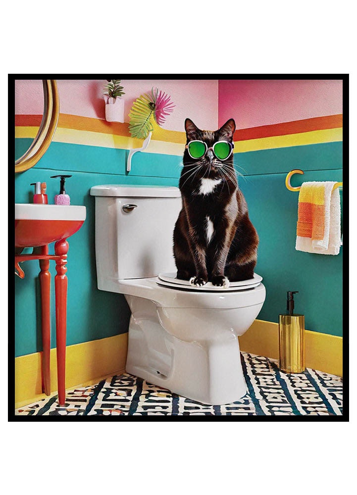 Poster Chill katt på toalett