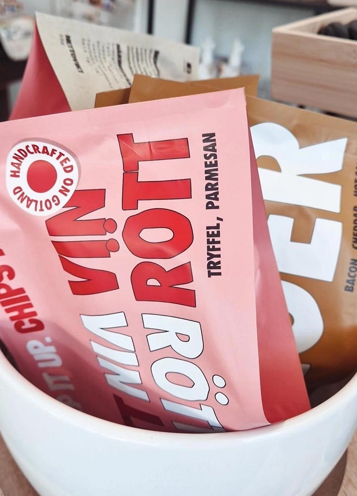 Krispiga chips till rött vin, med smak av tryffel och parmesan