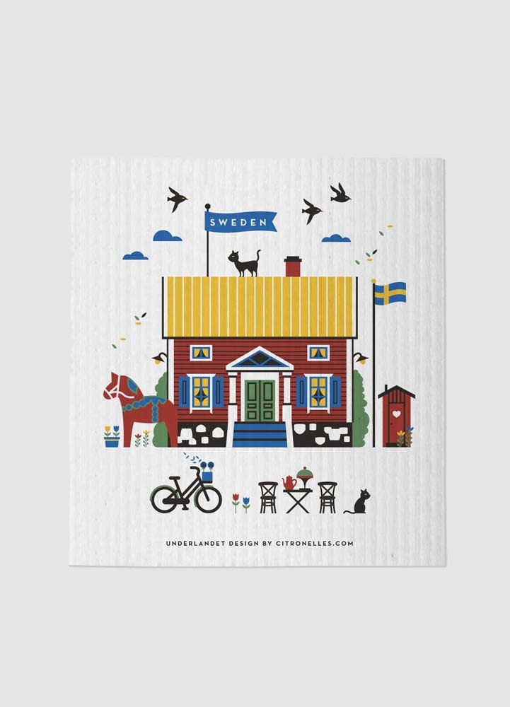 Disktrasa Sverige rött hus 18x20 cm
