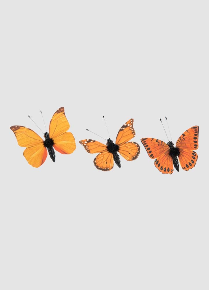 3-pack fjärilsklämmor orange 5 cm