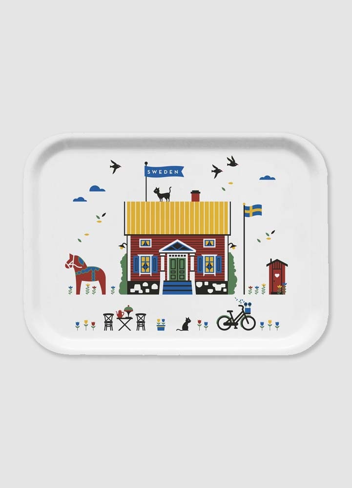 Frukostbricka med svenskt rött hus 20x27 cm