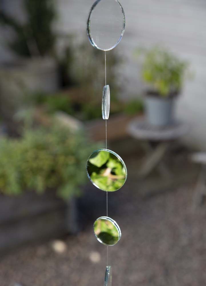 Hängande mobil med runt spegelglas 100 cm