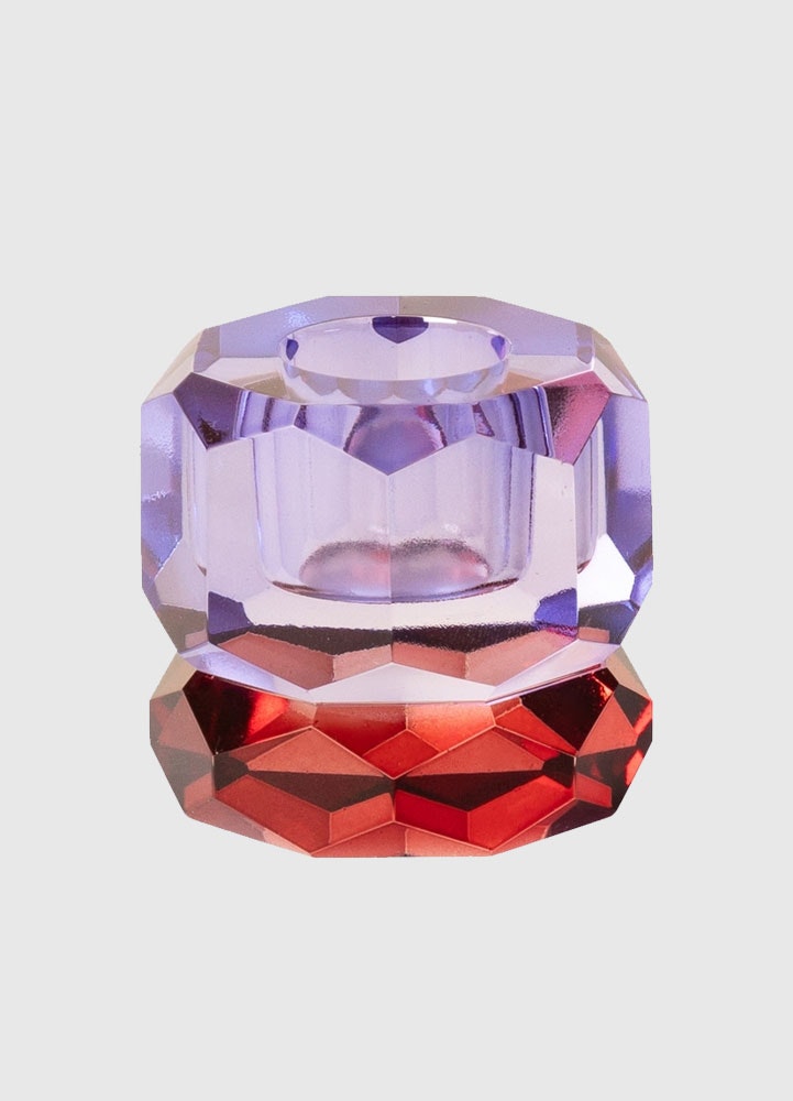 Kristall Ljusstake, bordeaux, blå 4,5x4,5x4,5 cm