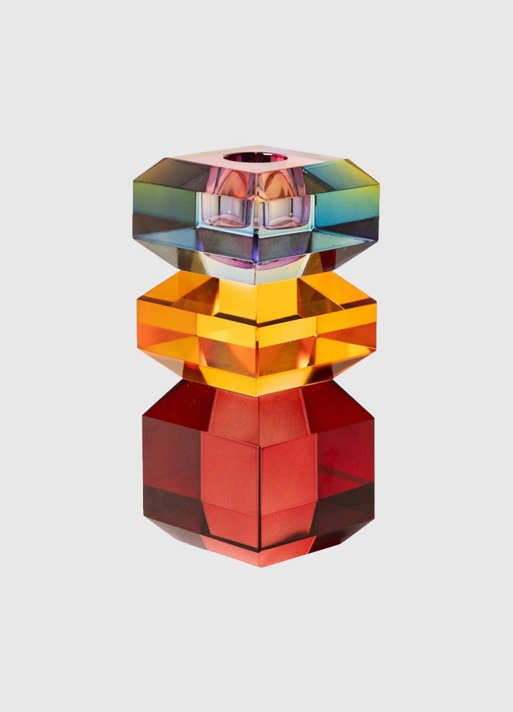Kristall Ljusstake bordeaux, ombre 14x6x6 cm