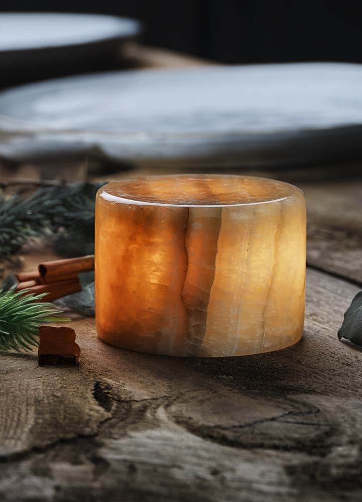Marmorlampa på batteri i äkta marmor 8x6 cm