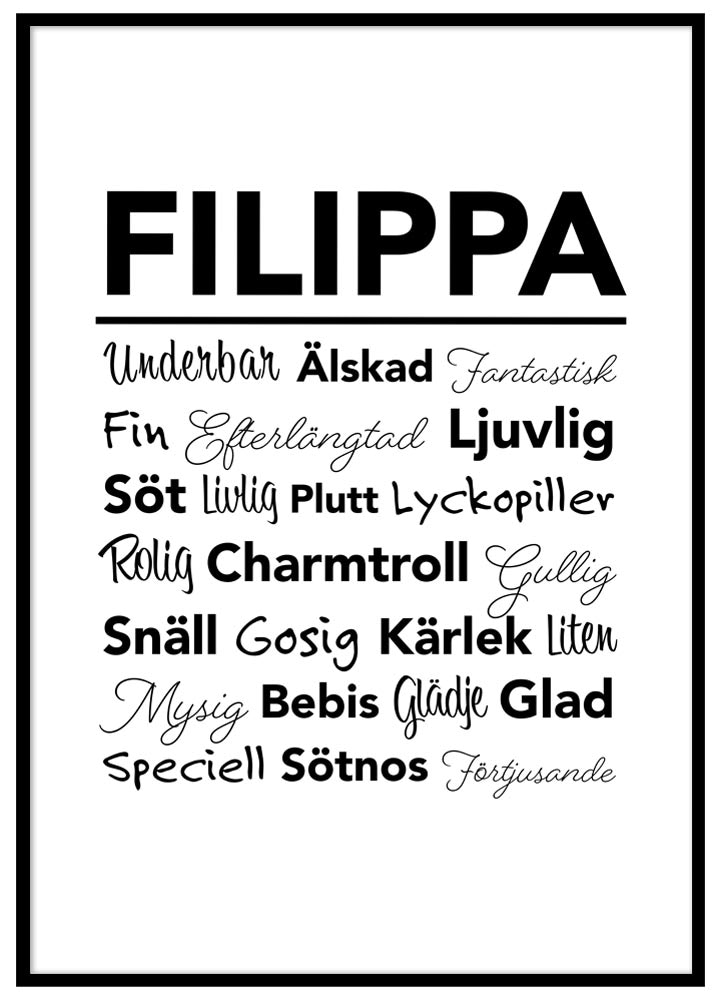 Personlig Barnposter, Namn med beskrivande ord