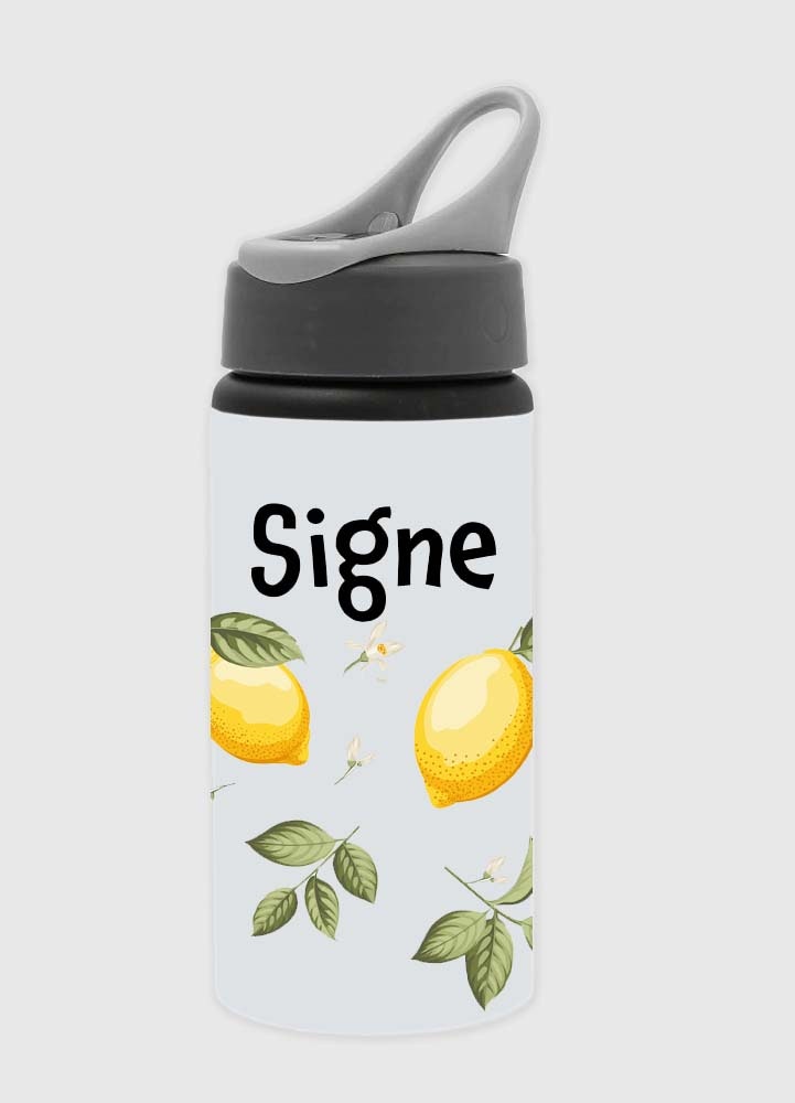 Personlig vattenflaska med drickpip, citroner