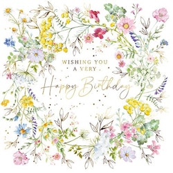 Kort med kuvert "Wishing you a very Happy Birthday", 15,7x15,7 cm