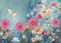 Kort med kuvert "Happy Birthday", 17x12 cm