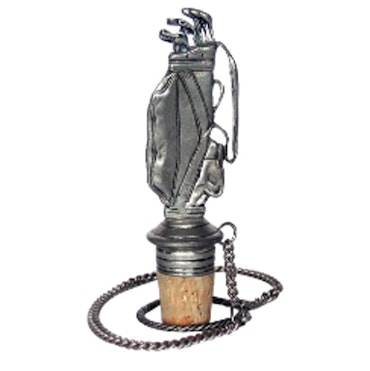 Bottle cap in the shape of a golf bag in lead-free pewter from Munka Tenn