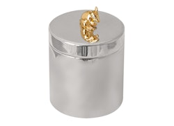 Ask i tenn, med förgylld mus på locket, från Munka Tenn