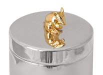 Ask i tenn, med förgylld mus på locket, från Munka Tenn