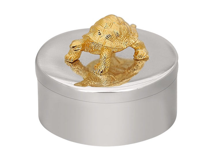 Ask i tenn, sköldpadda på locket, från Munka Tenn