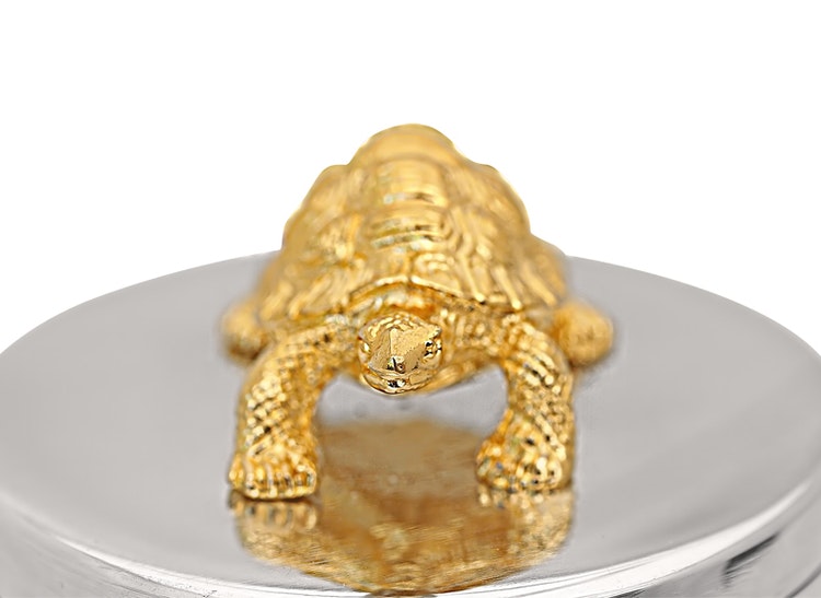Ask i tenn, sköldpadda på locket, från Munka Tenn