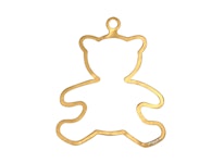 Christmas ornament - TEDDY - for tree or window hand cast in pewter and gilded, stamped Munka