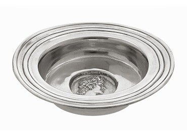 Bowl, coaster, bottle stand in pewter with Pallas Athena medallion at the bottom from Munka Tenn