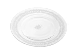 Lagerkrans, handgraverad assiett i glas, från Munka Tenn
