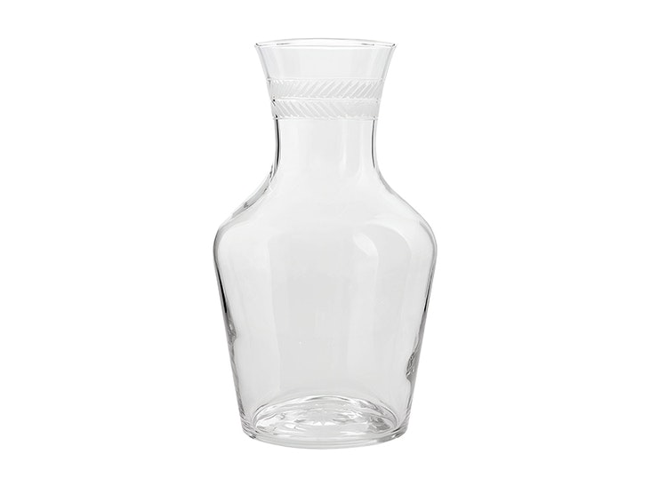 Lagerkrans, handgraverad karaff i glas, från Munka Tenn