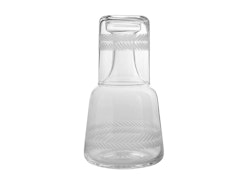 Lagerkrans, handgraverad nattflaska med glas från Munka Tenn