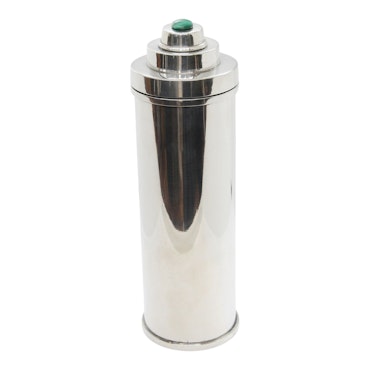 Cocktail shaker in pewter, in strict 30s-inspired design with malachite stone in the top from Munka Tenn